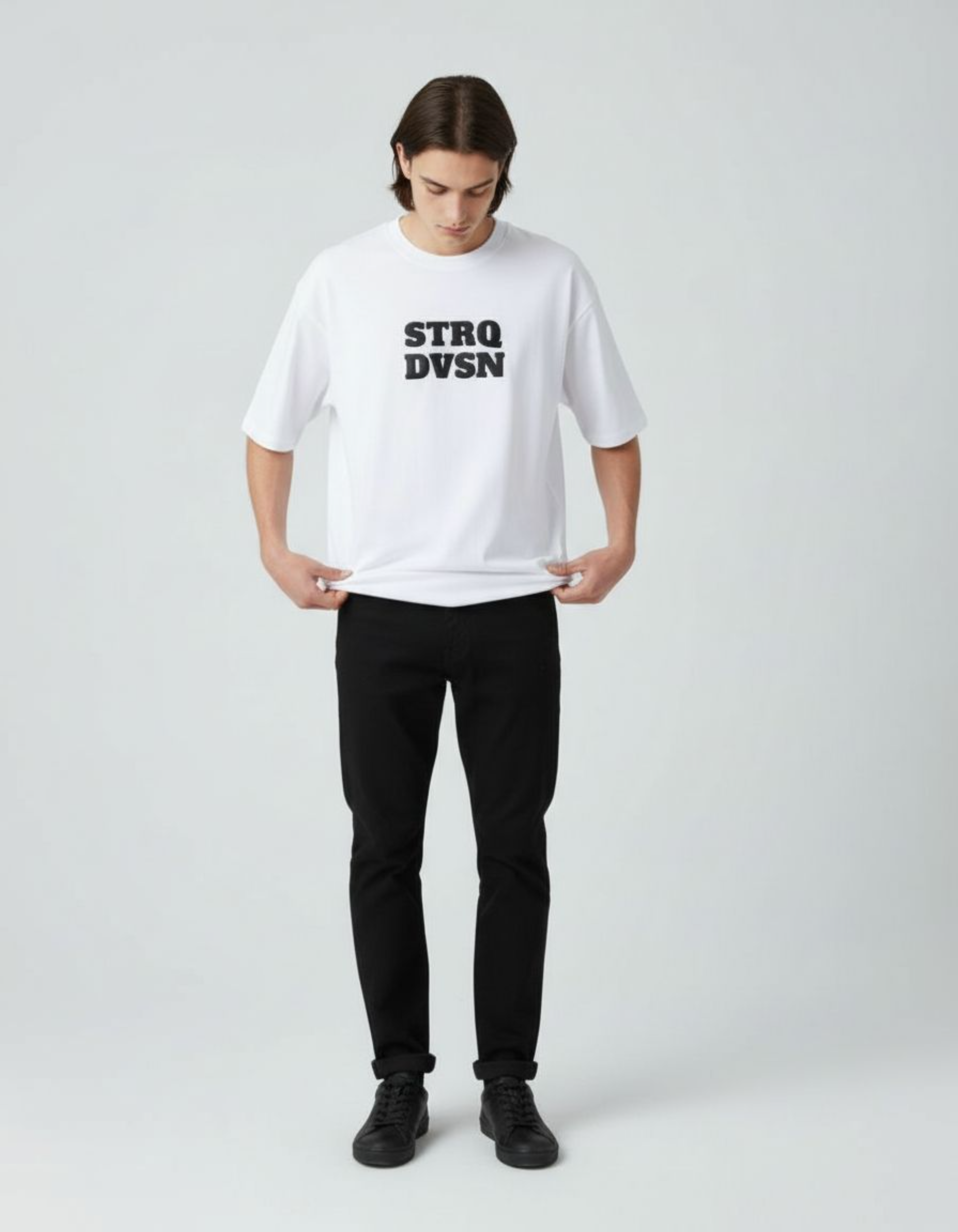 White STRQ DVSN Oversized Puff Print T-Shirt