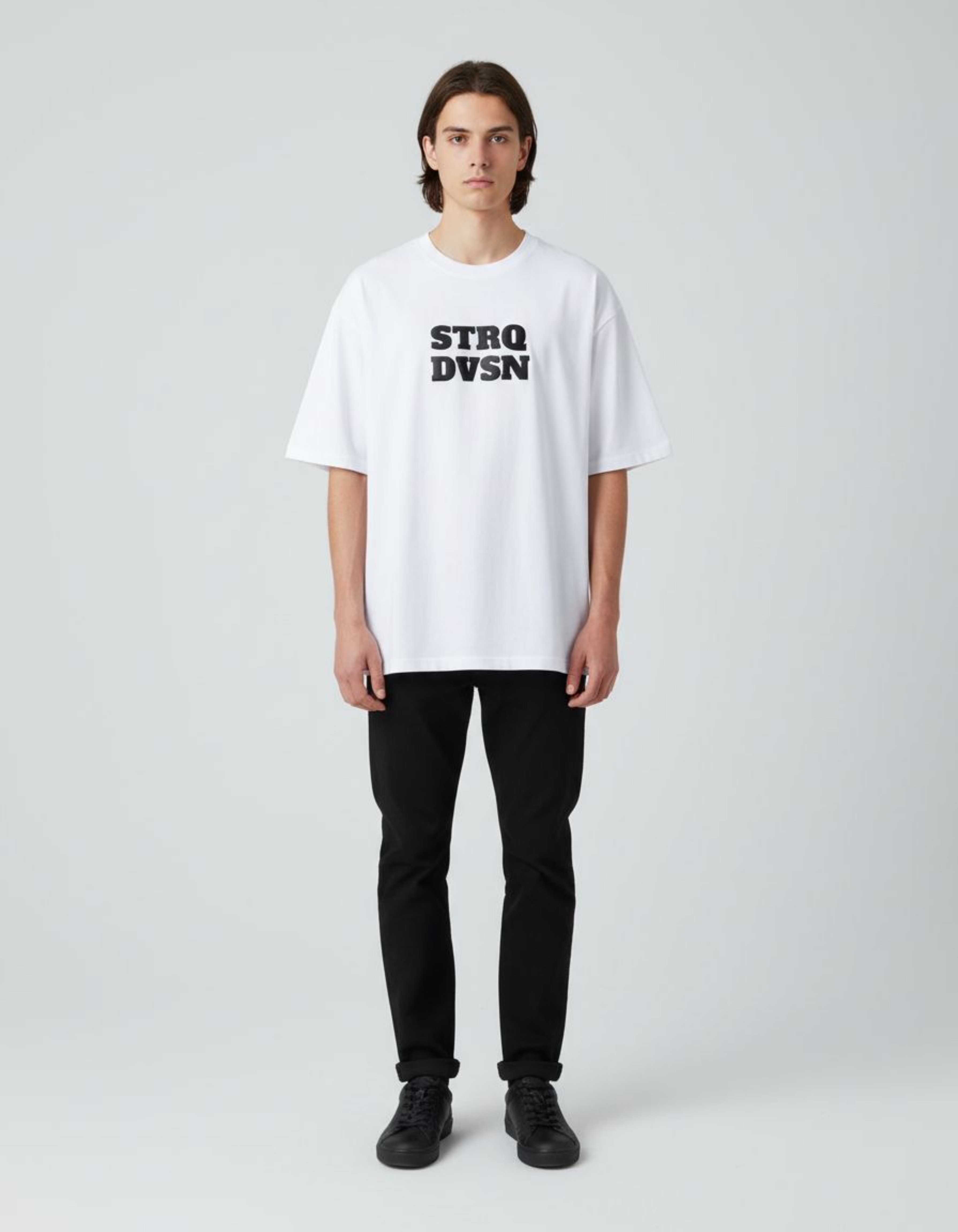 White STRQ DVSN Oversized Puff Print T-Shirt