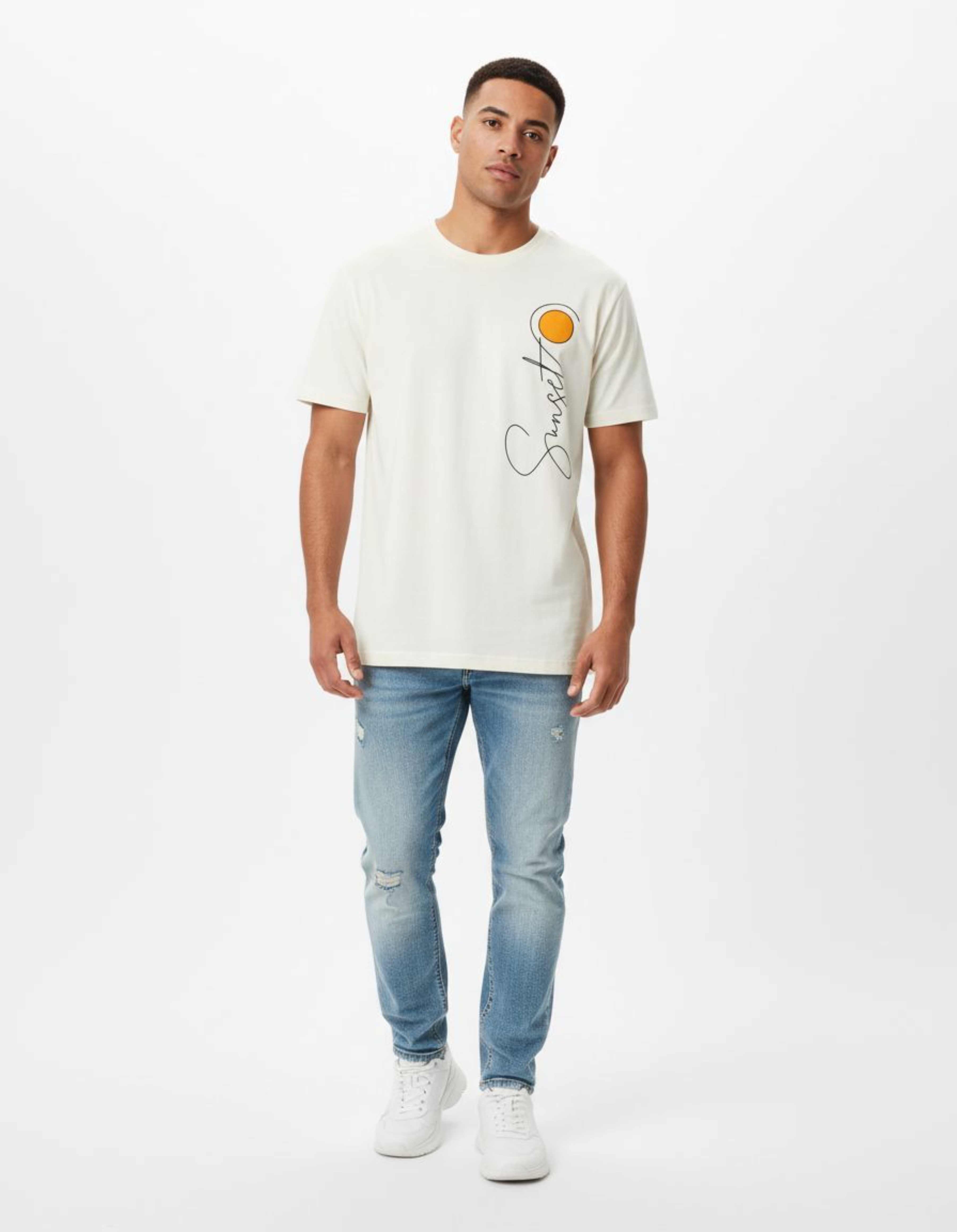 Off White Sunset Vertical Typography T-Shirt