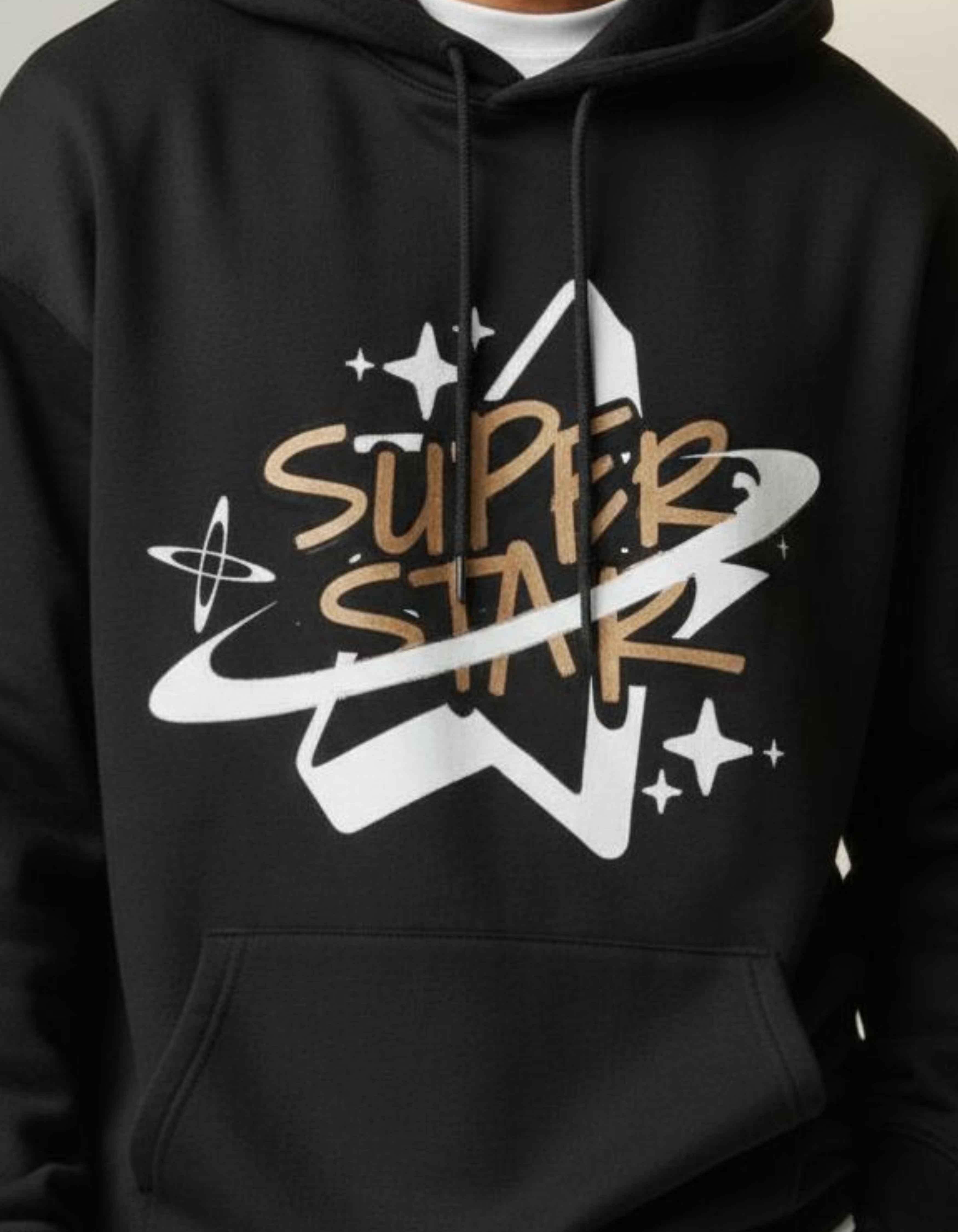 Black SuperStar Typography Oversized Hoodie