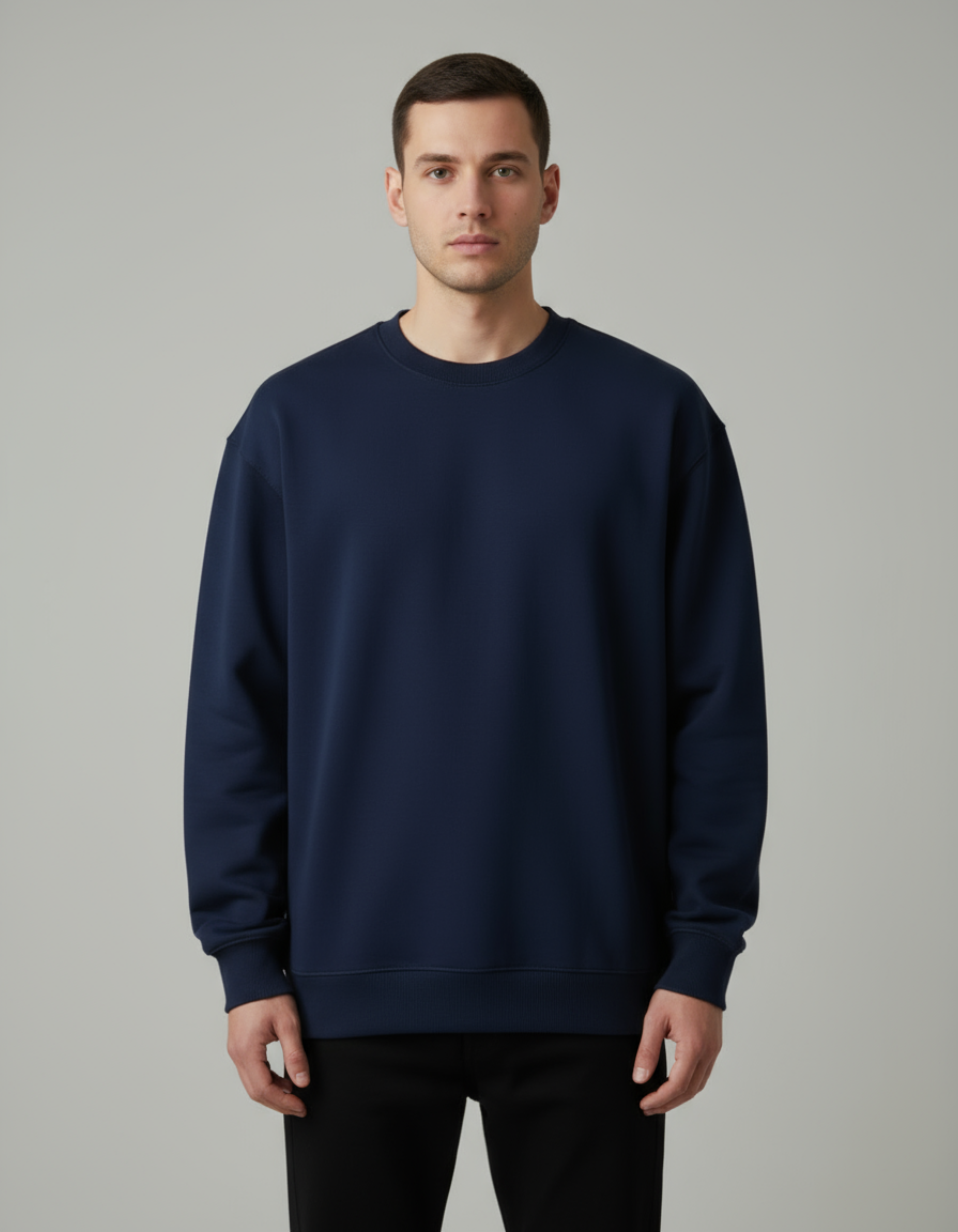 Navy Blue Tokyo Printed Oversized Sweatshirt