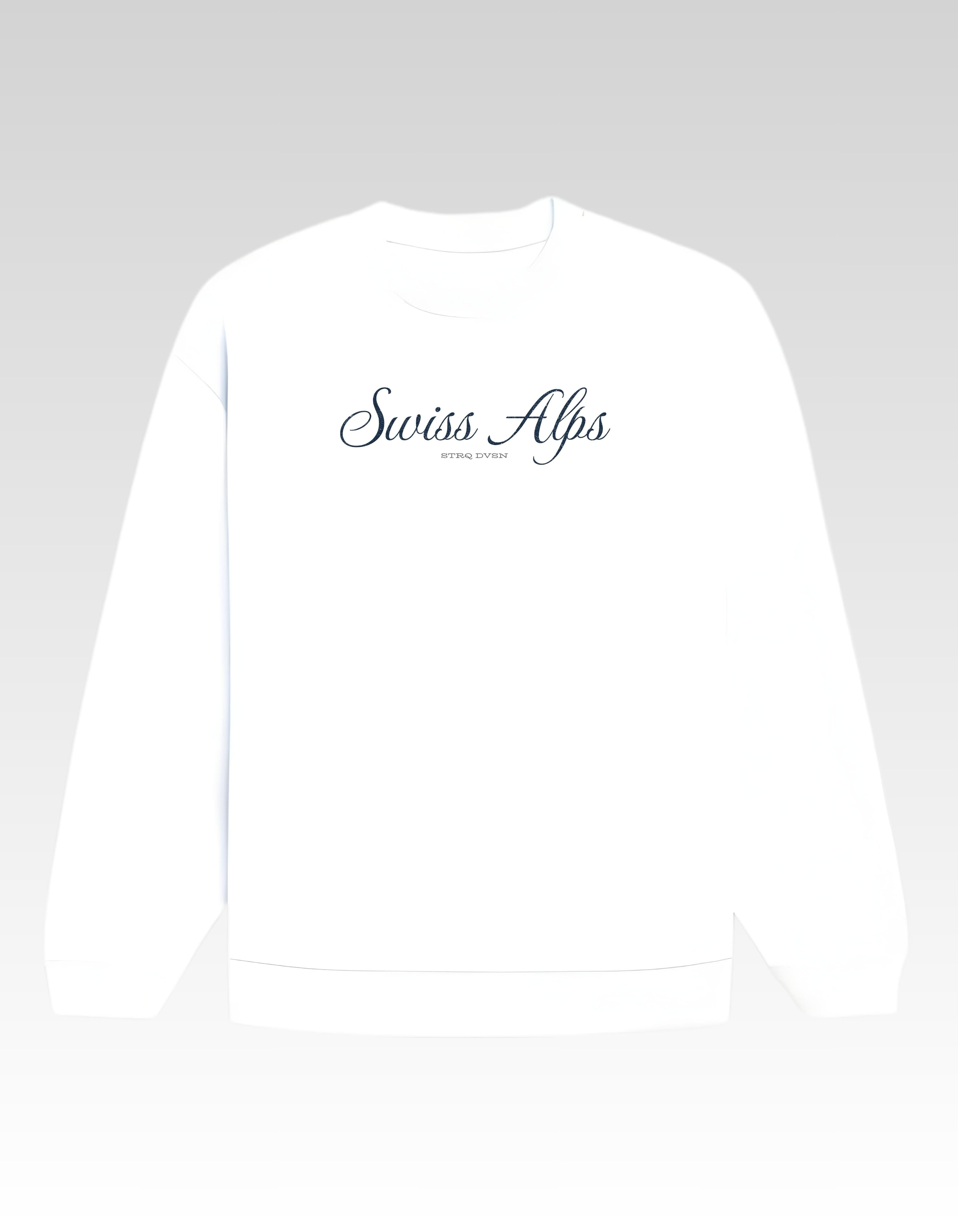 White Swiss Alps Printed Oversized Sweatshirt