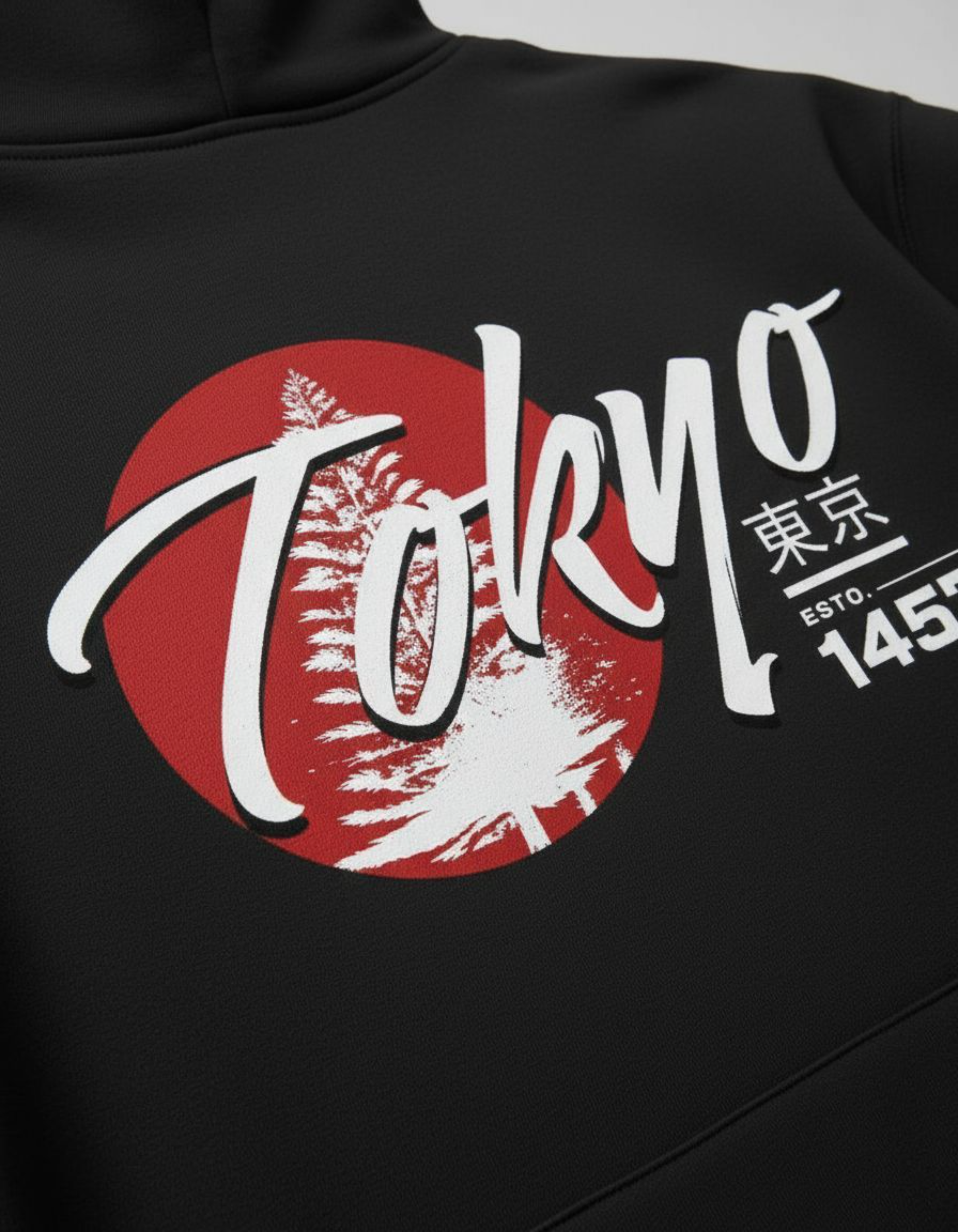 Black Tokyo Printed Oversized Hoodie