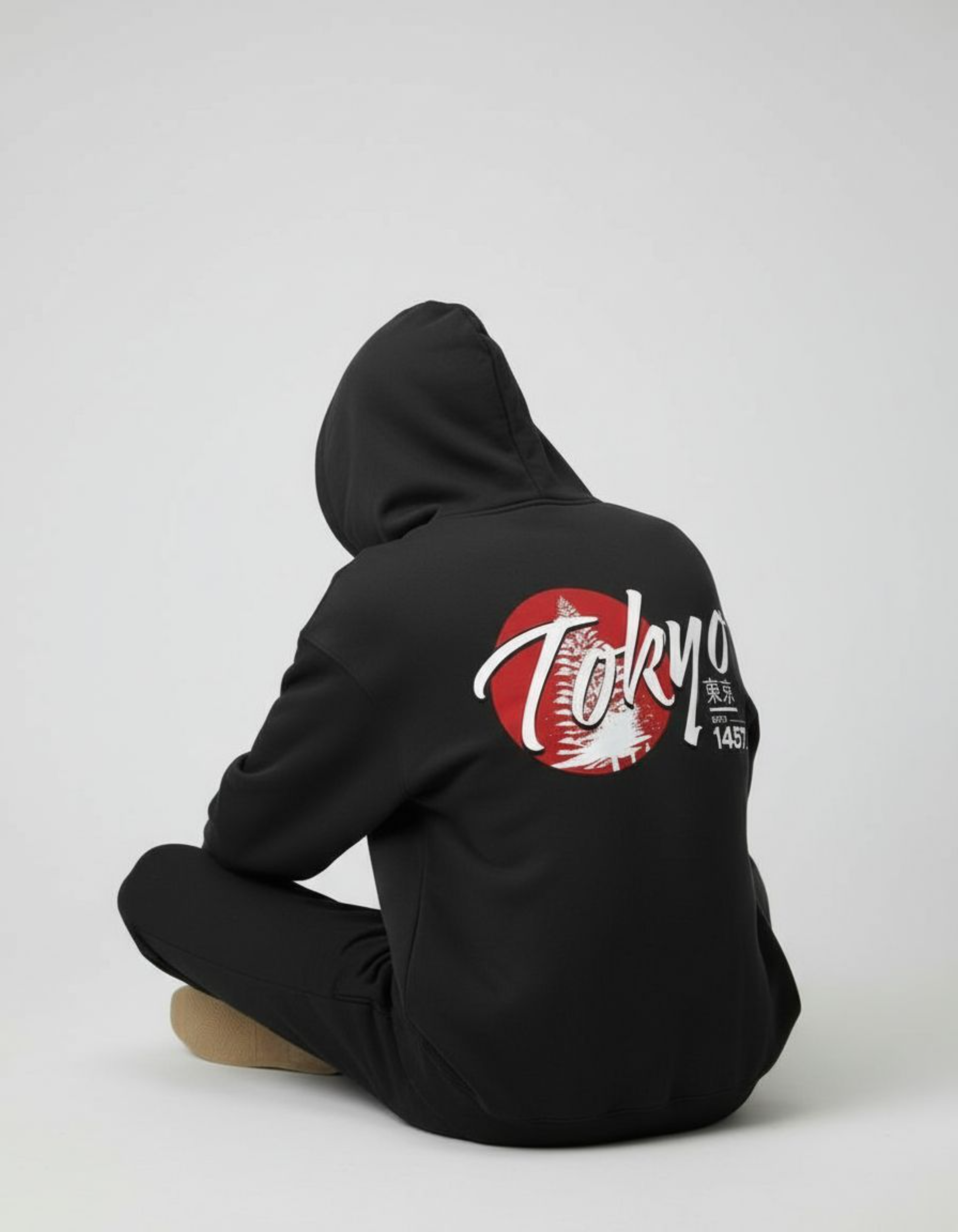 Black Tokyo Printed Oversized Hoodie