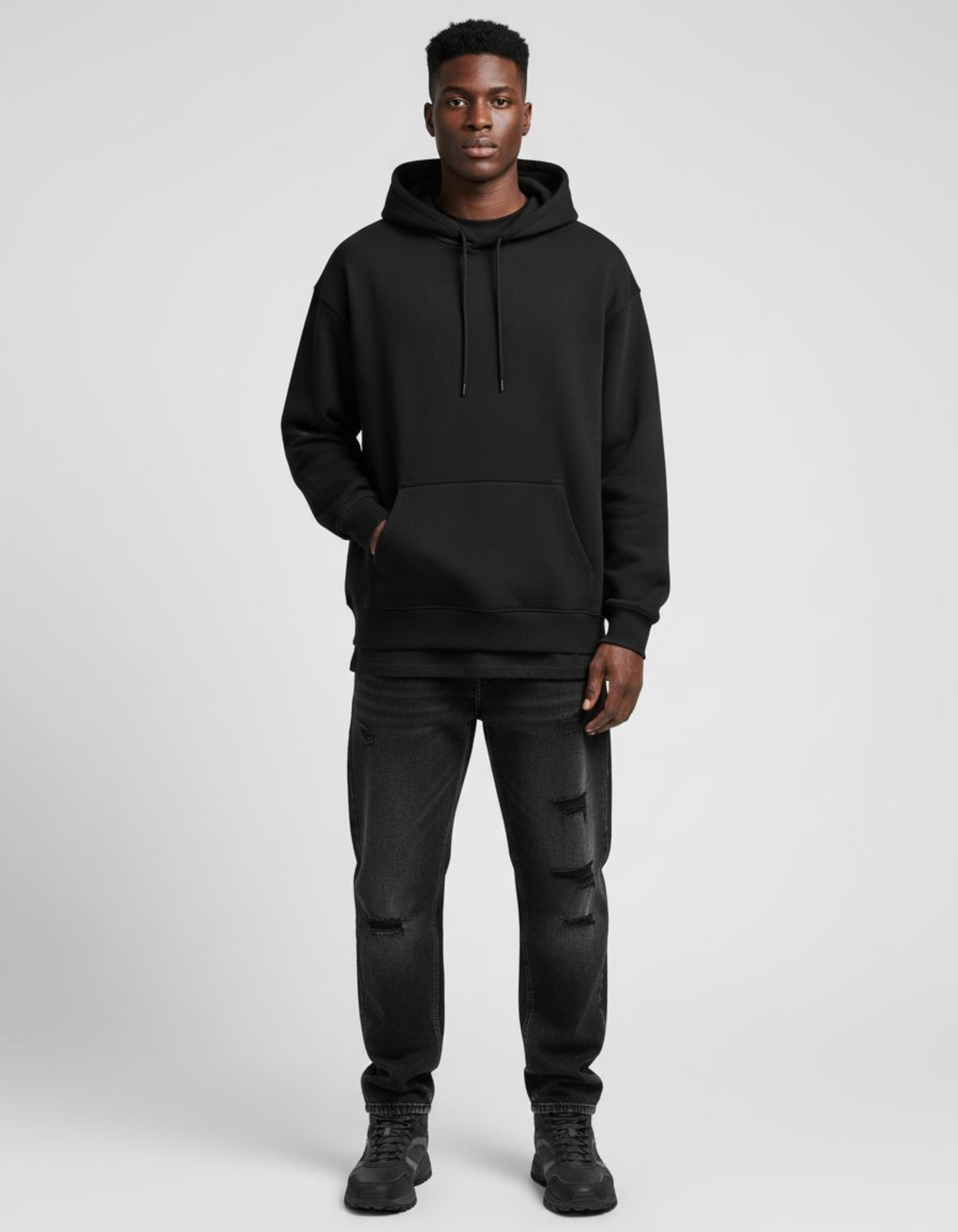 Black Tokyo Printed Oversized Hoodie