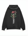 Black Toxic Rose Printed Oversized Hoodie