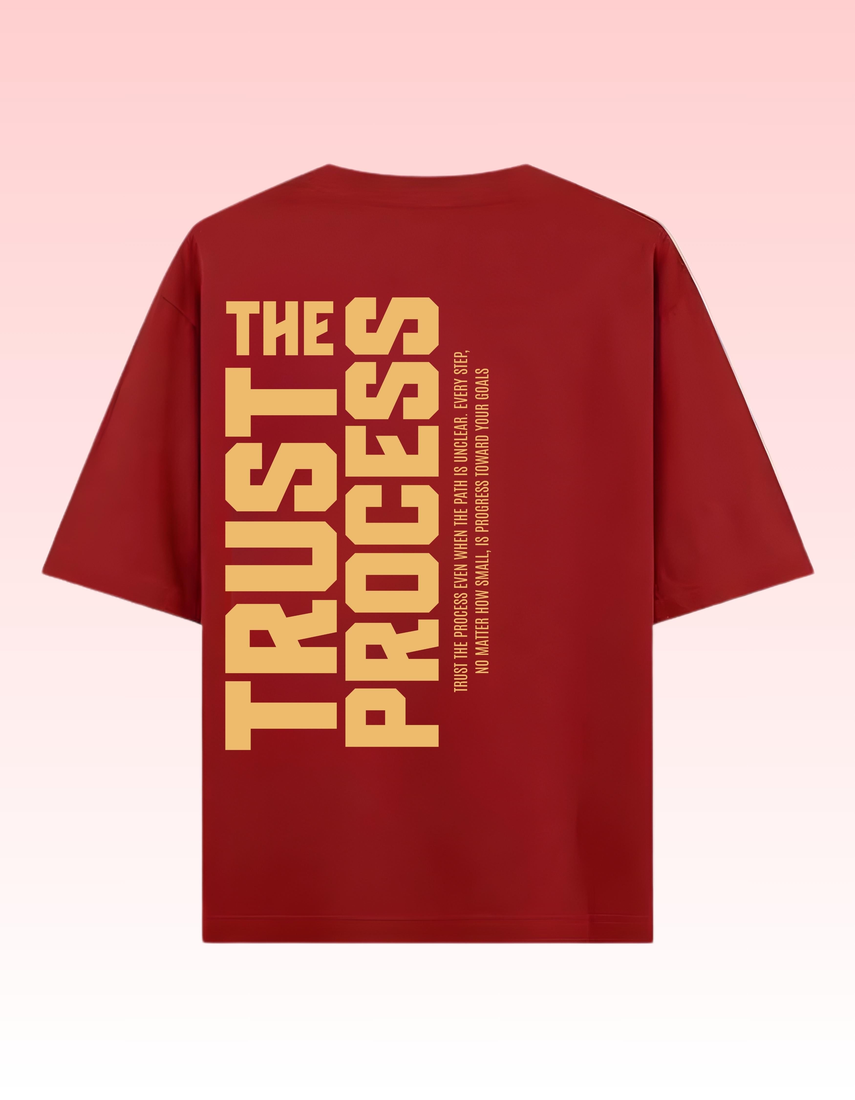 Red Trust the Process Oversized Typography T-Shirt