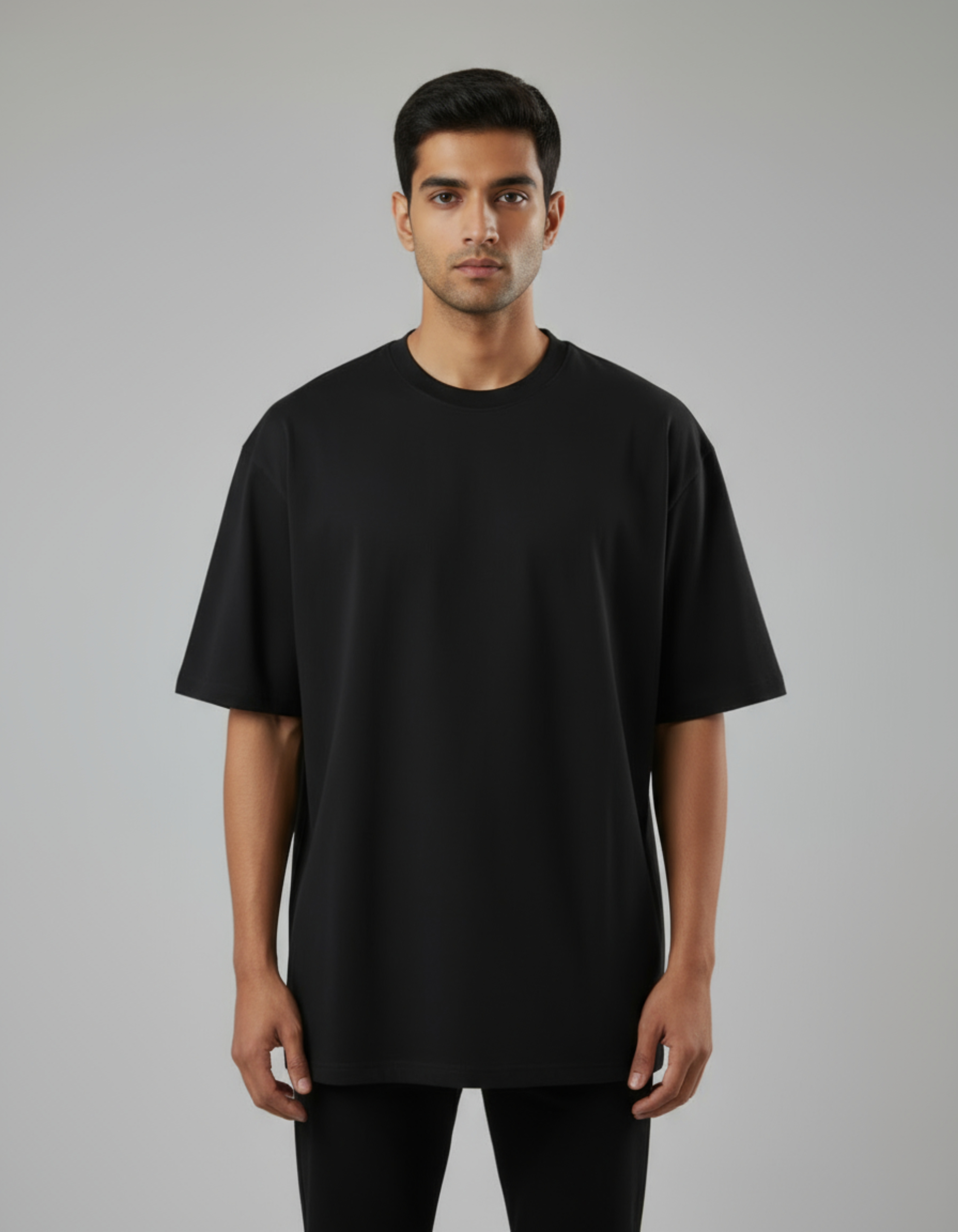Black Trust Yourself Oversized Typography T-Shirt