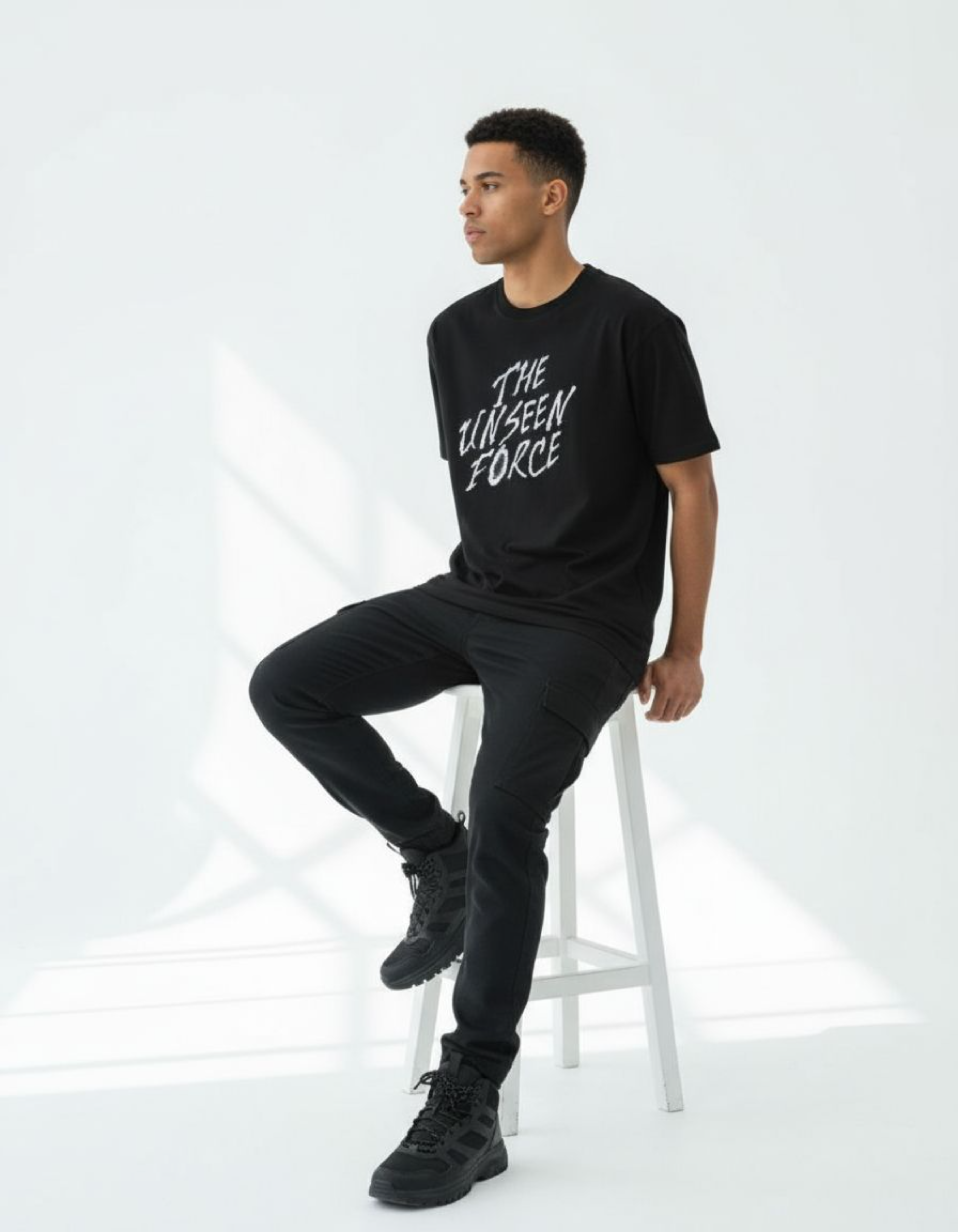 Black The Unseen Force Typography T-Shirt