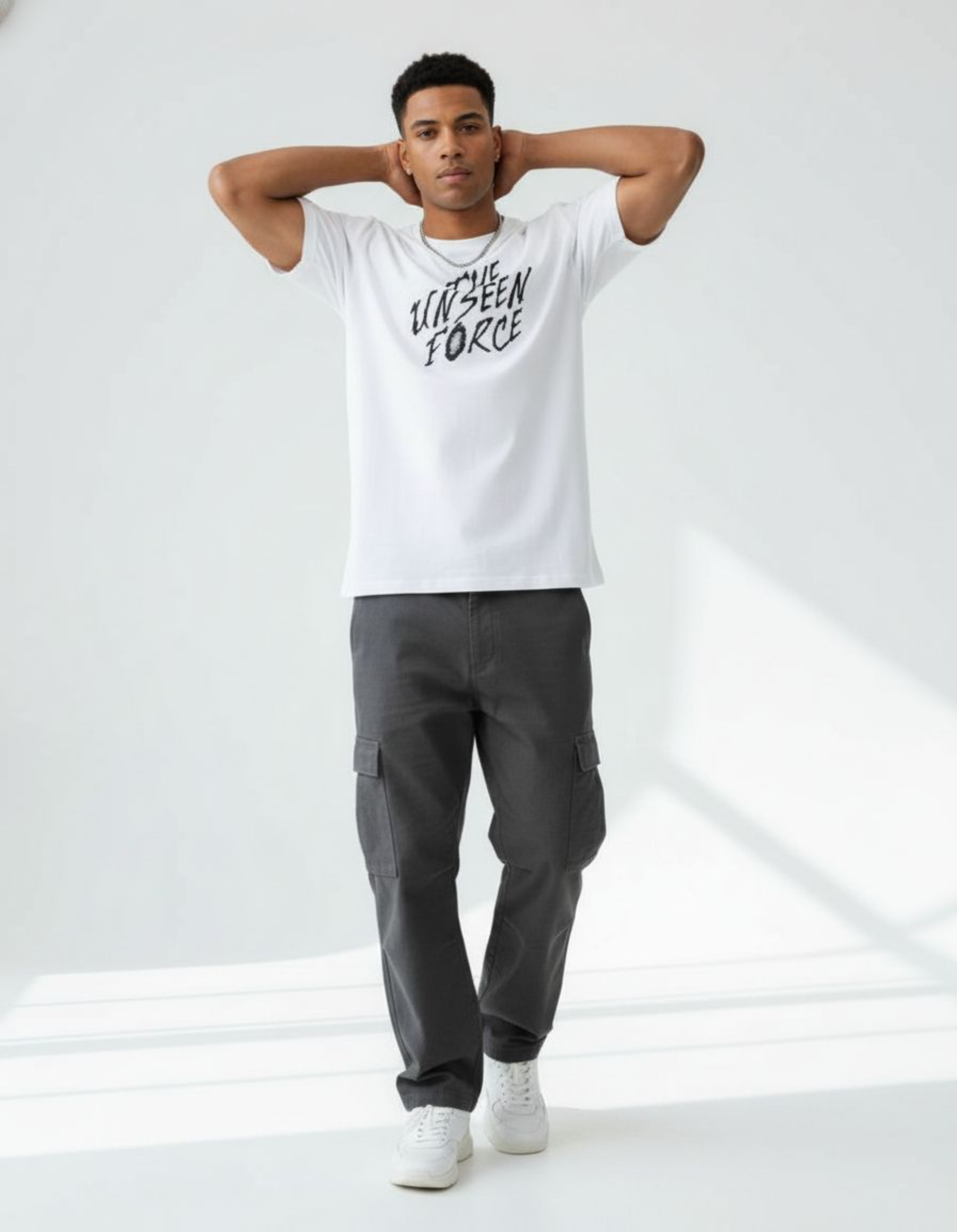 White The Unseen Force Typography T-Shirt