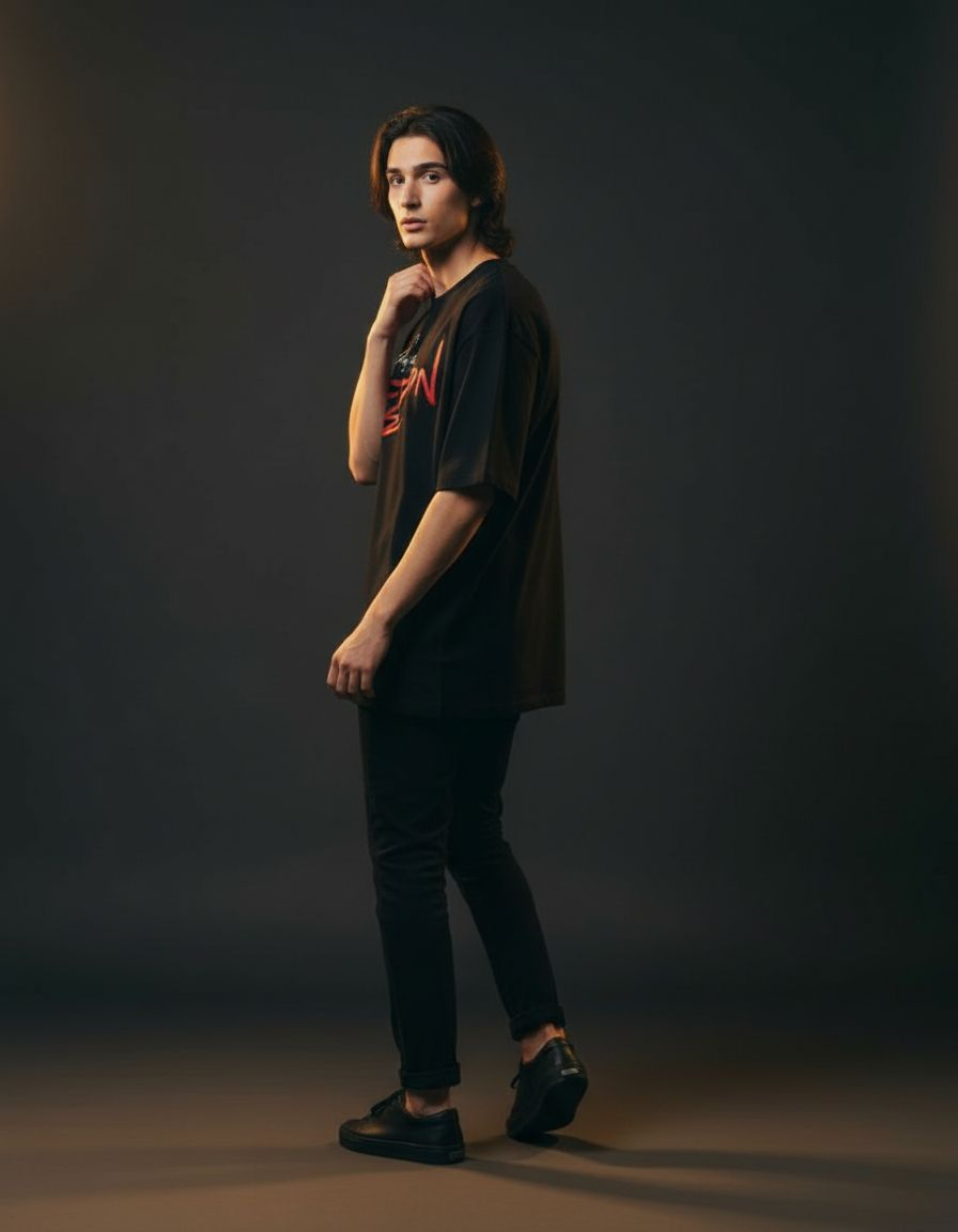 Black Vibing with My Demon Oversized Typography T-Shirt