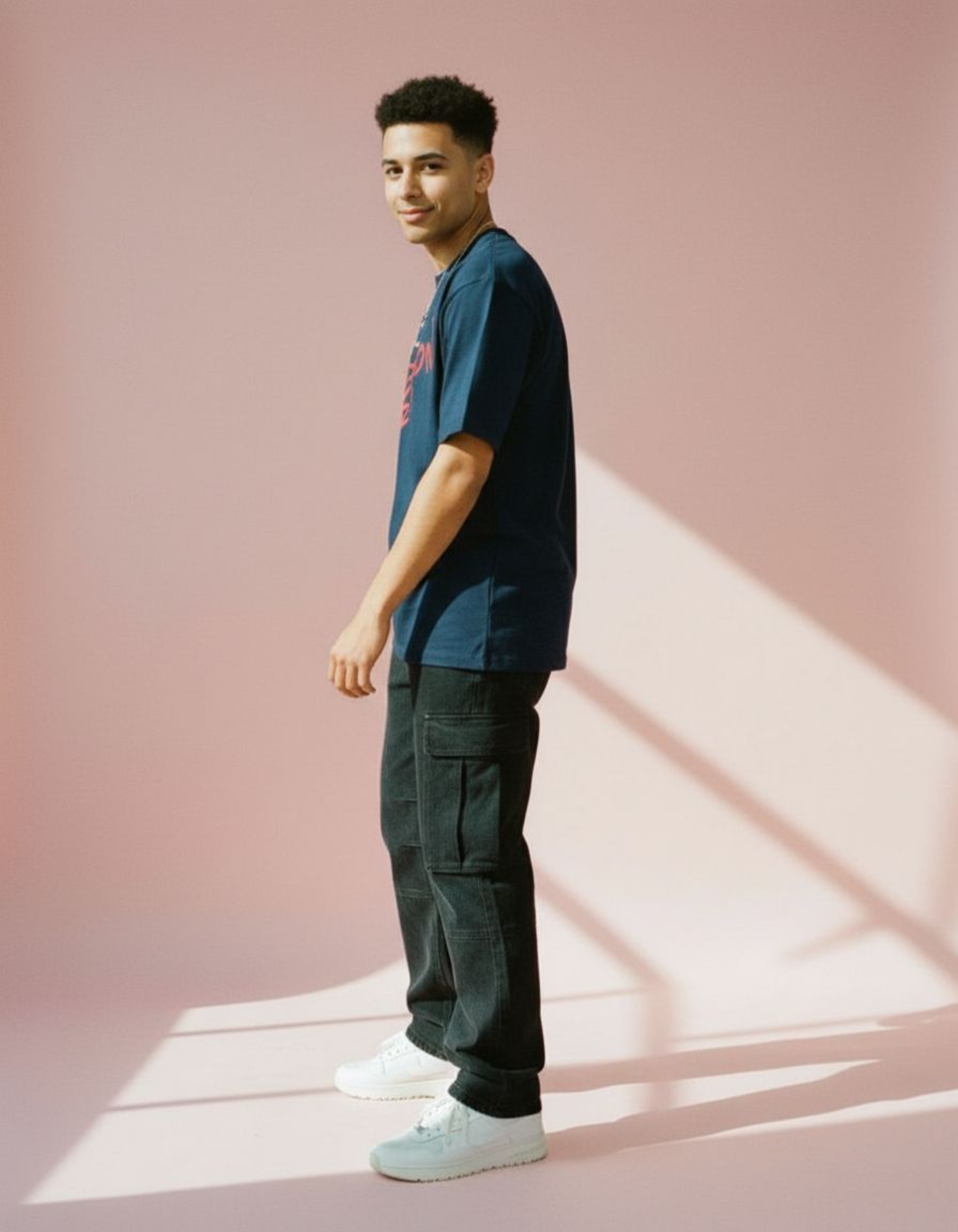 Navy Blue Vibing with My Demon Oversized Typography T-Shirt