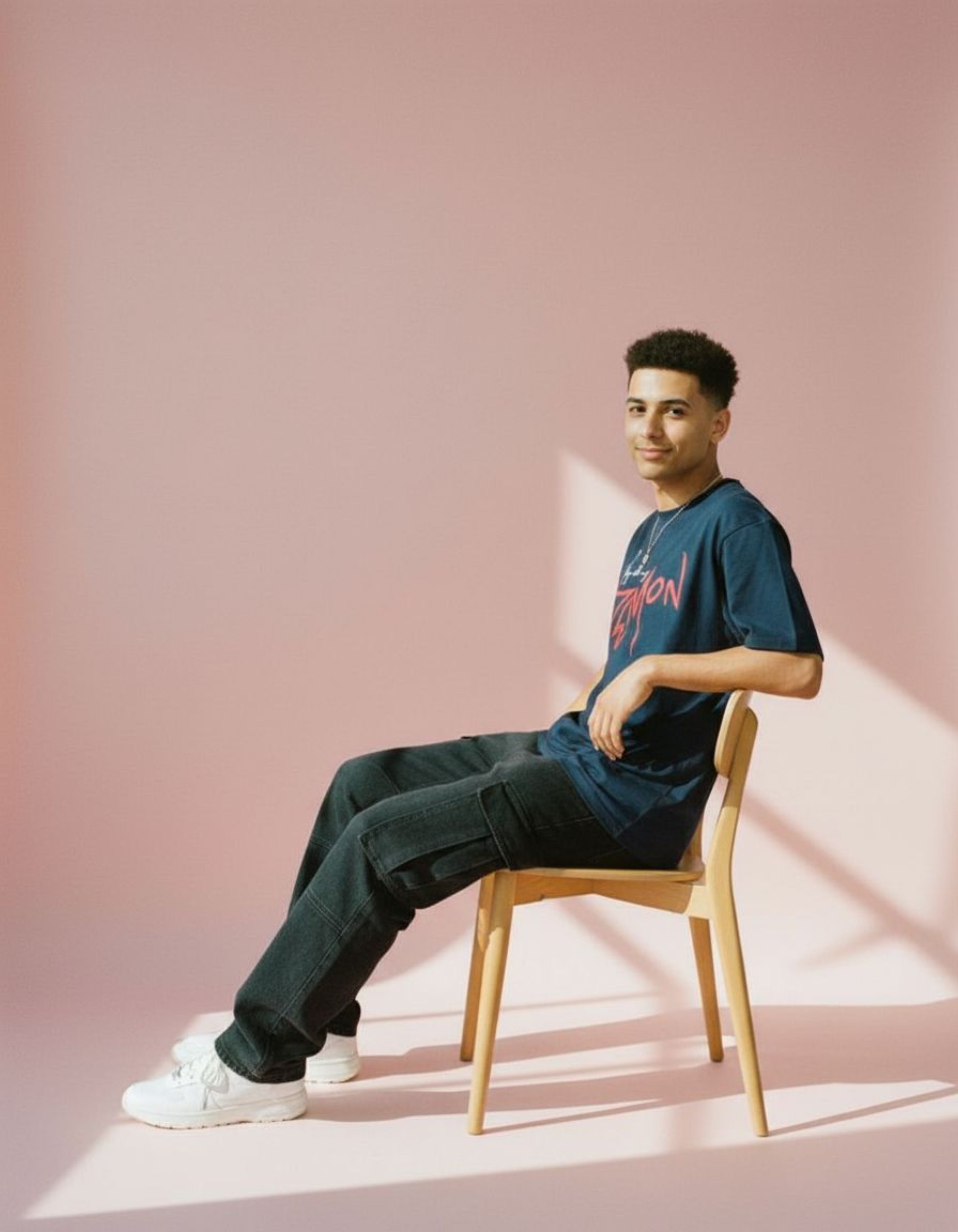 Navy Blue Vibing with My Demon Oversized Typography T-Shirt