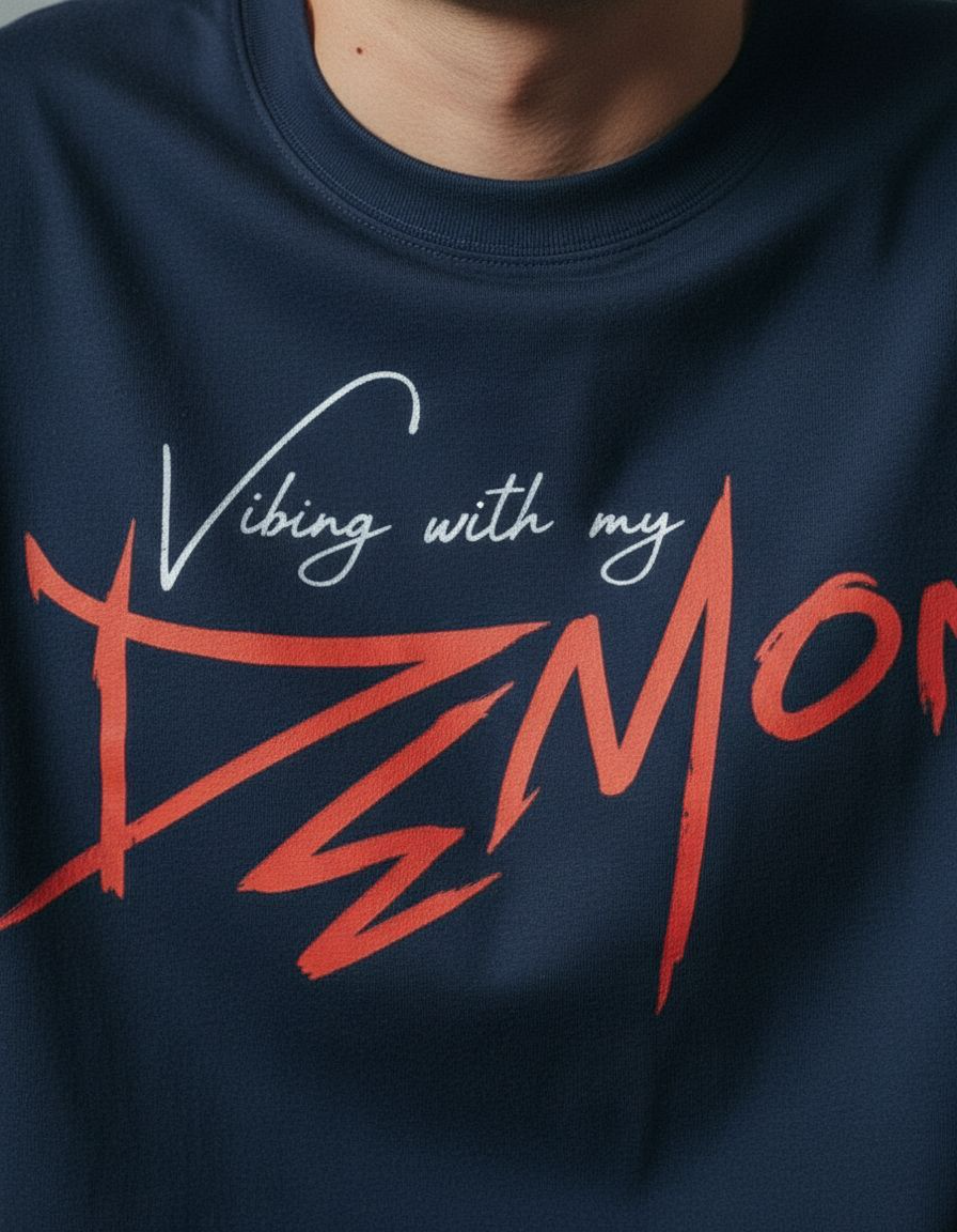 Royal Blue Vibing with My Demon Oversized Typography T-Shirt