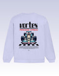 Lavender Vortex Recing Crew Printed Oversized Sweatshirt