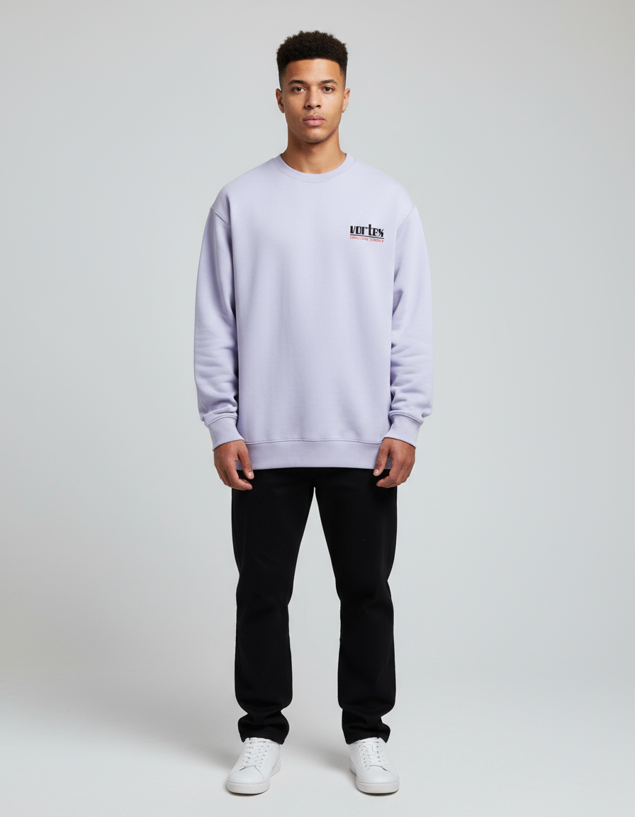 Lavender Vortex Recing Crew Printed Oversized Sweatshirt