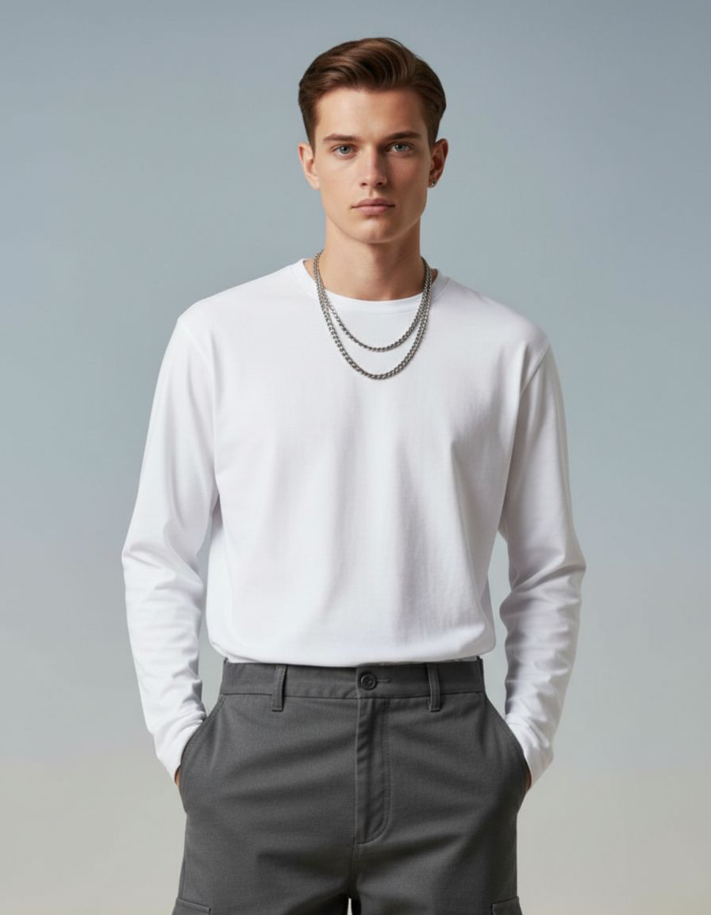 Solid White Full Sleeve Regular Fit T-Shirt