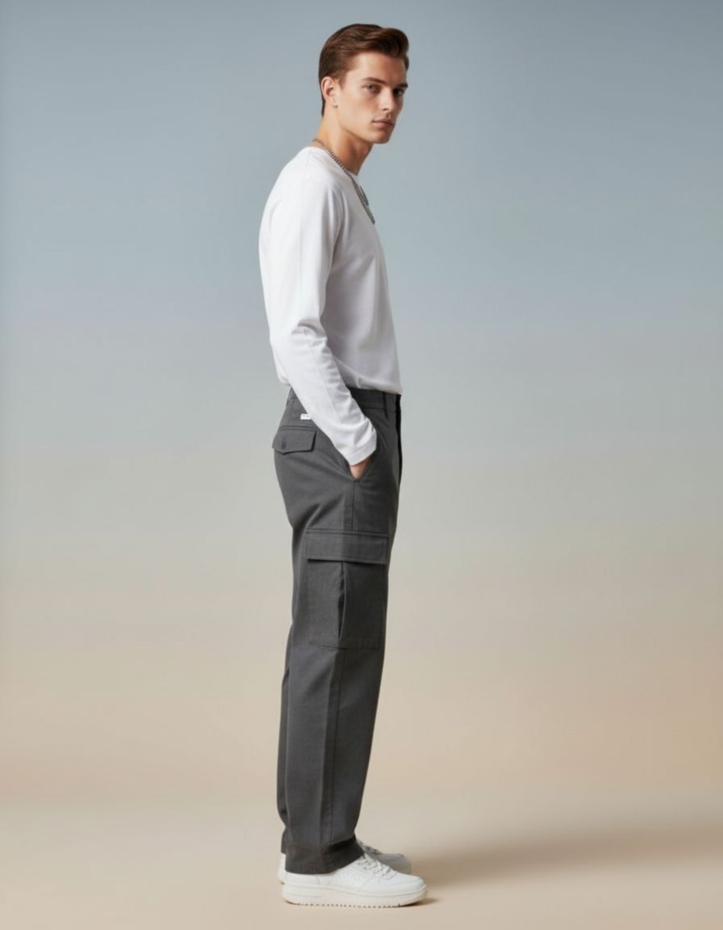 Solid White Full Sleeve Regular Fit T-Shirt