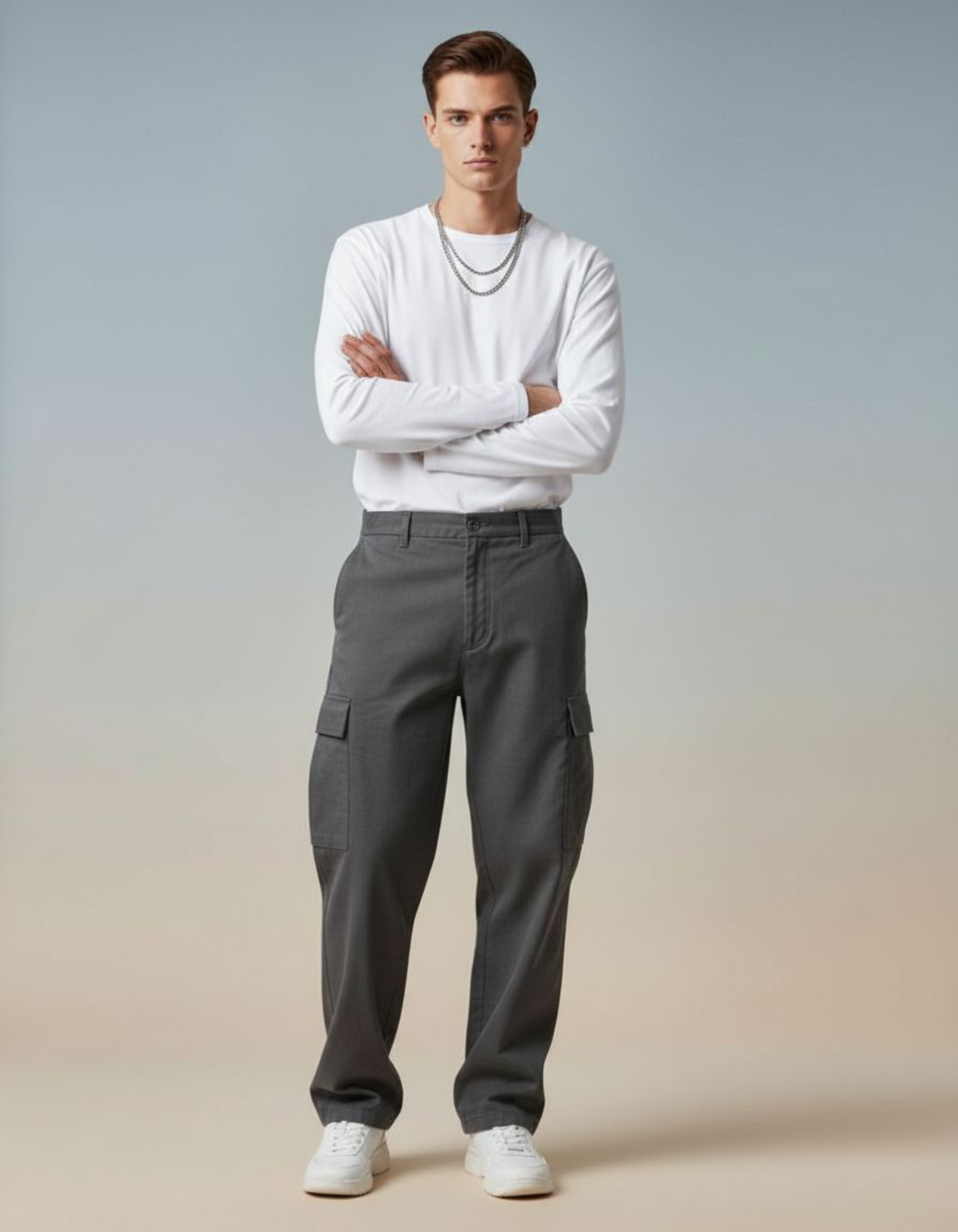 Solid White Full Sleeve Regular Fit T-Shirt