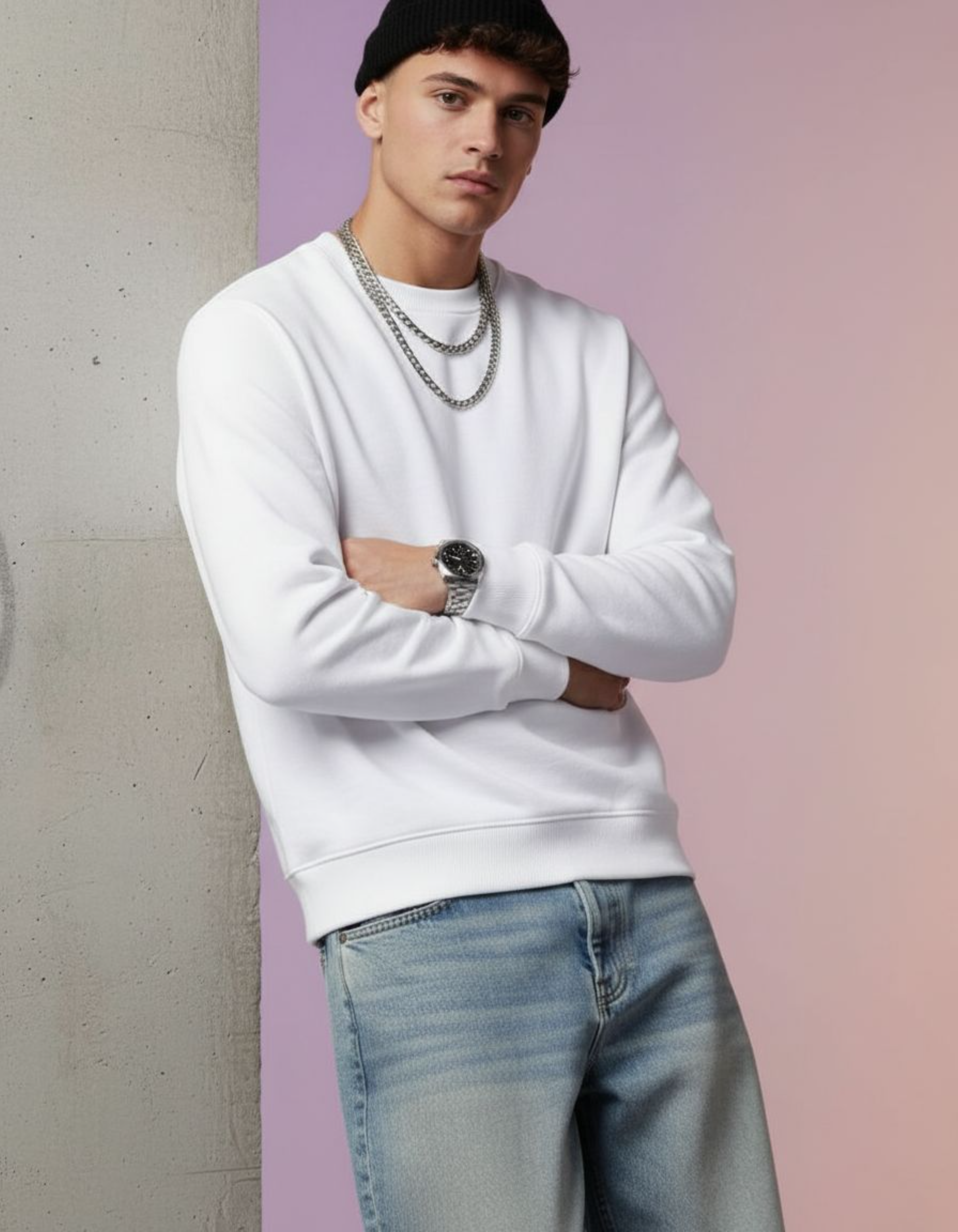 Solid White Sweatshirt