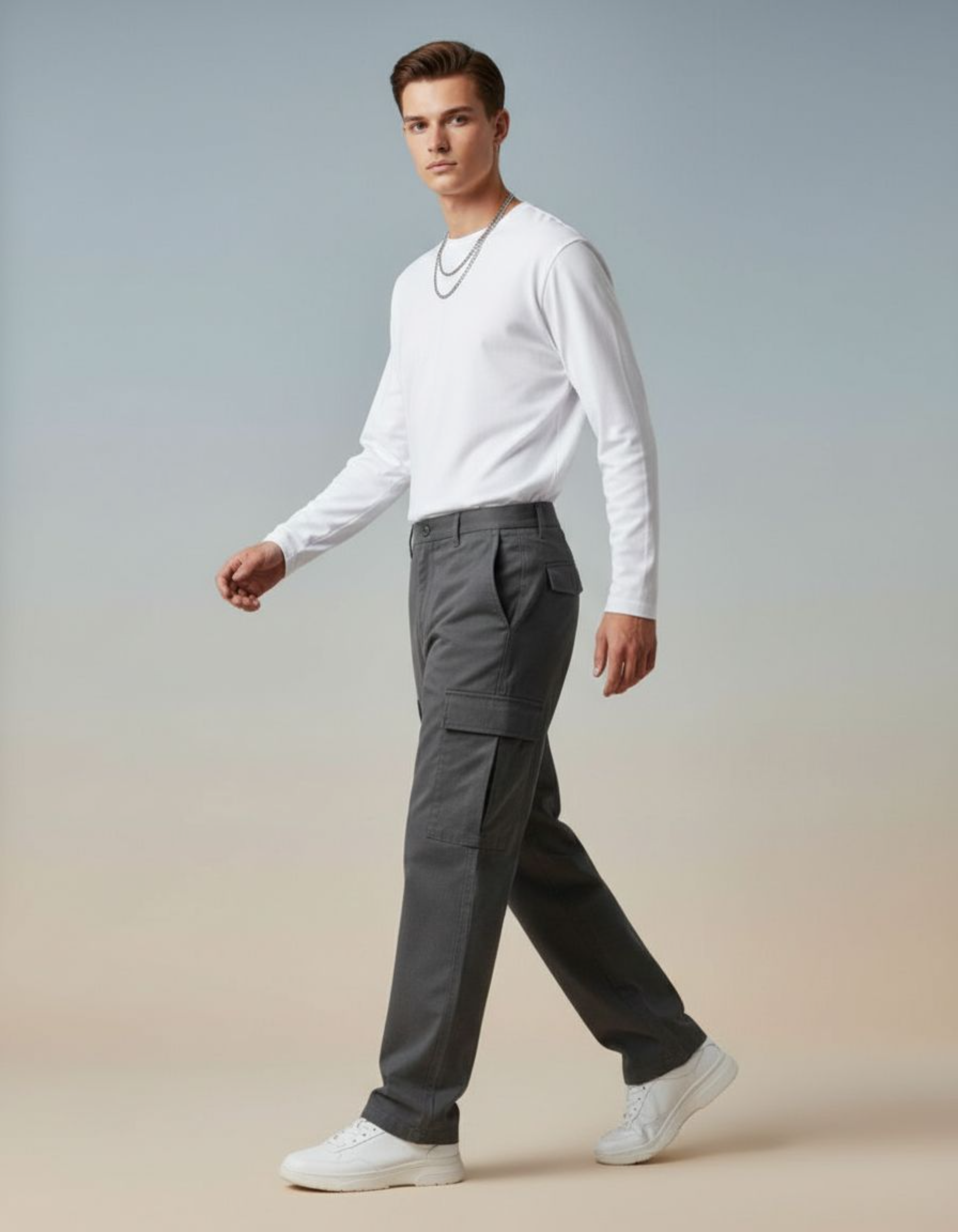 Solid White Full Sleeve Regular Fit T-Shirt