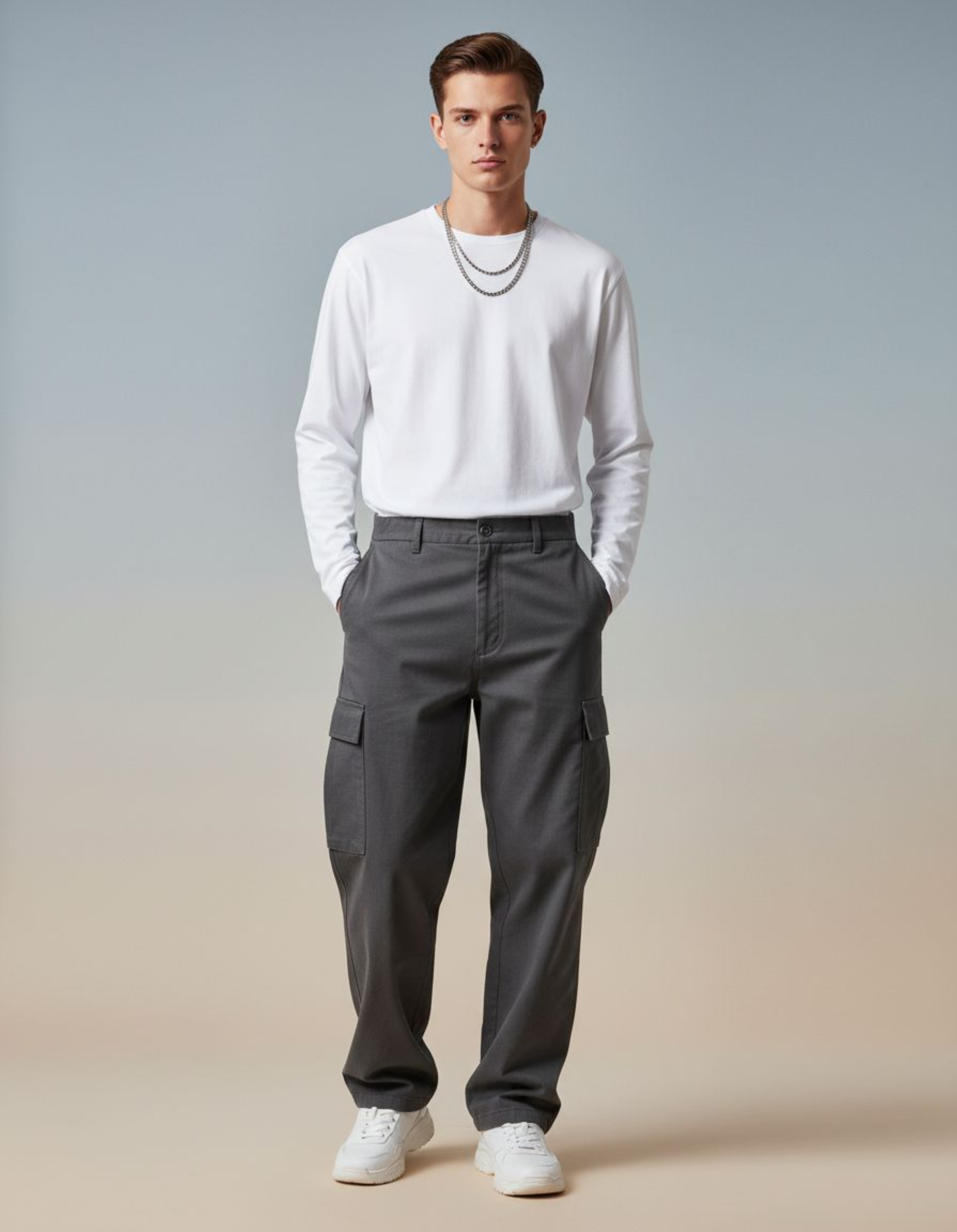 Solid White Full Sleeve Regular Fit T-Shirt