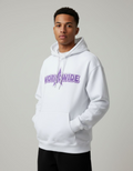 White Worldwide Typography Oversized Hoodie