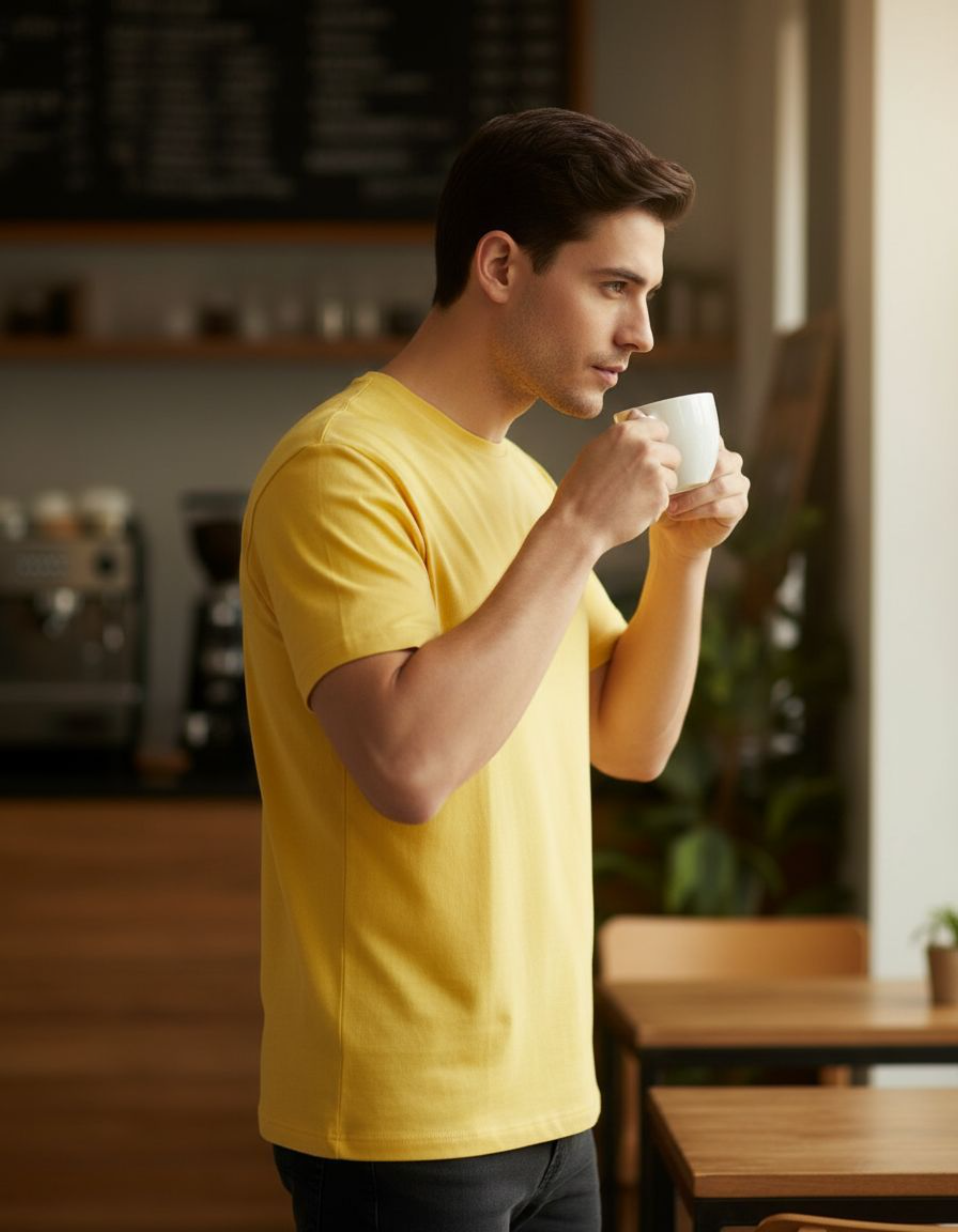 Solid Yellow Regular Fit T-Shirt