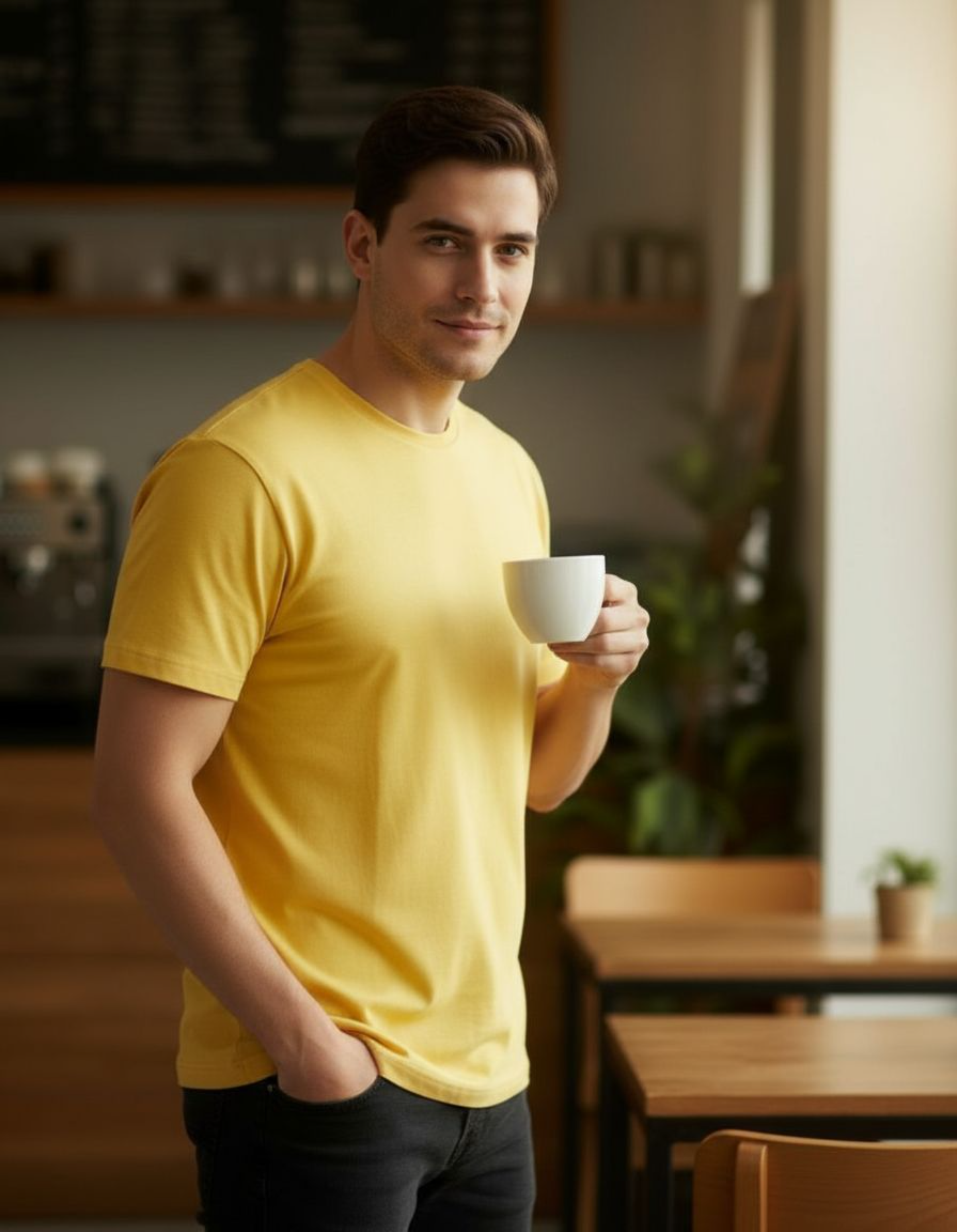 Solid Yellow Regular Fit T-Shirt