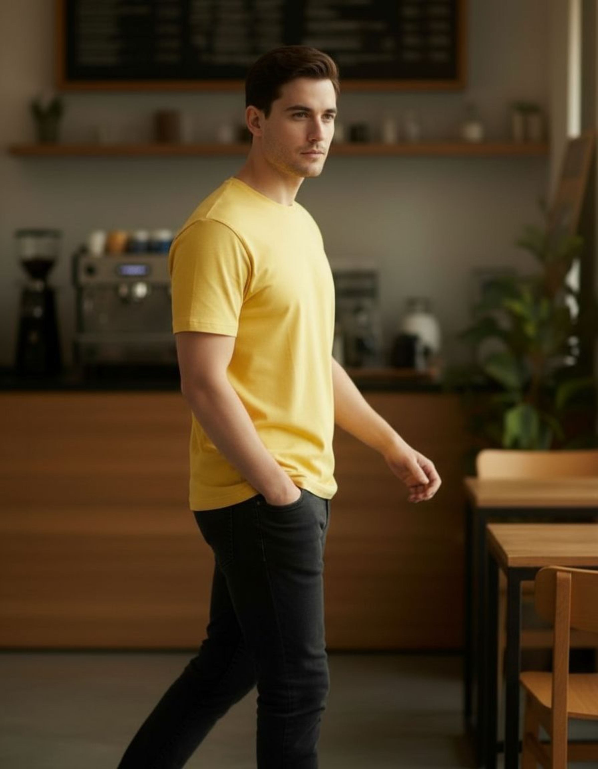 Solid Yellow Regular Fit T-Shirt