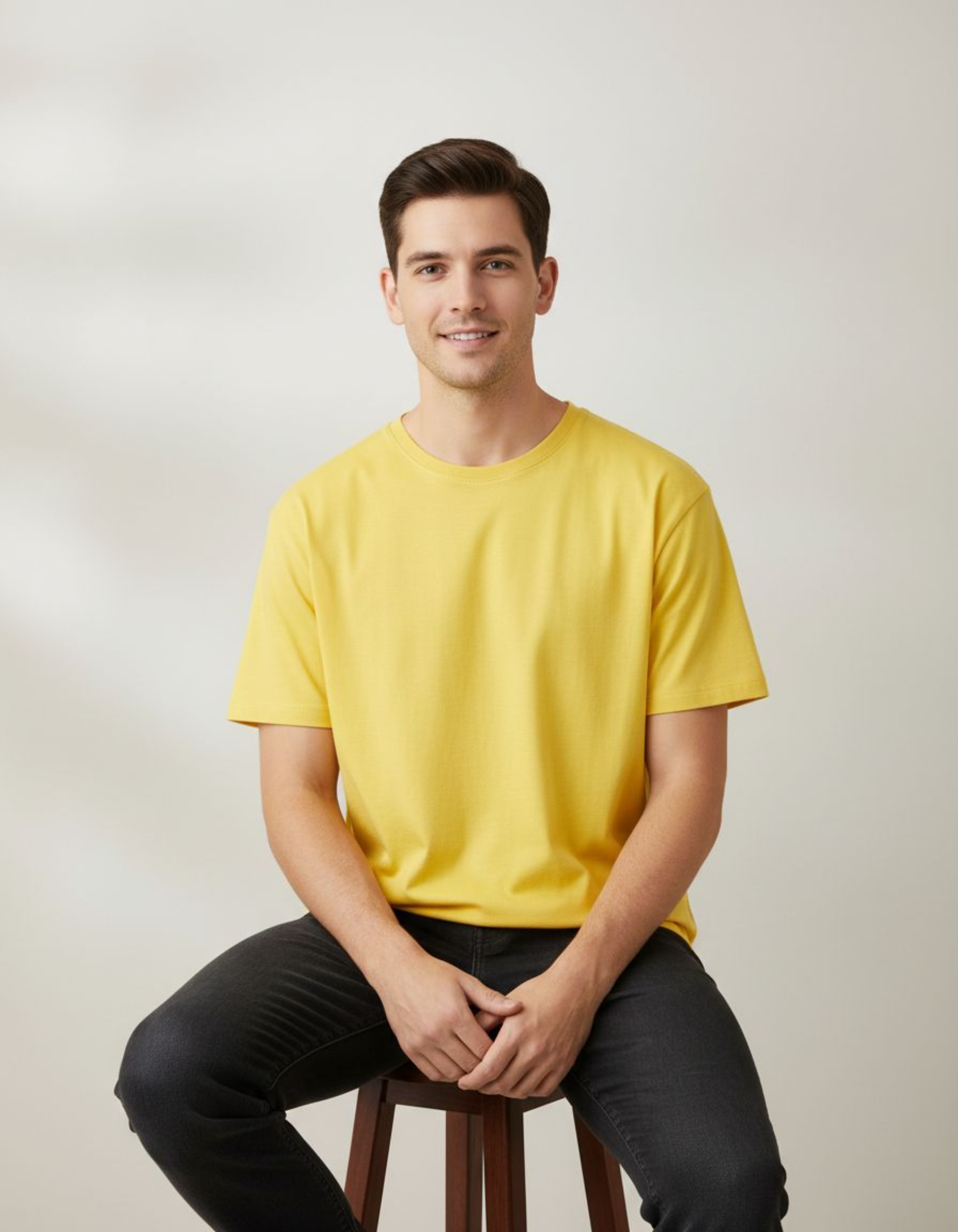 Solid Yellow Regular Fit T-Shirt