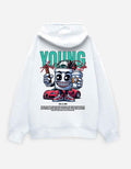 White Young & Rich Printed Oversized Hoodie