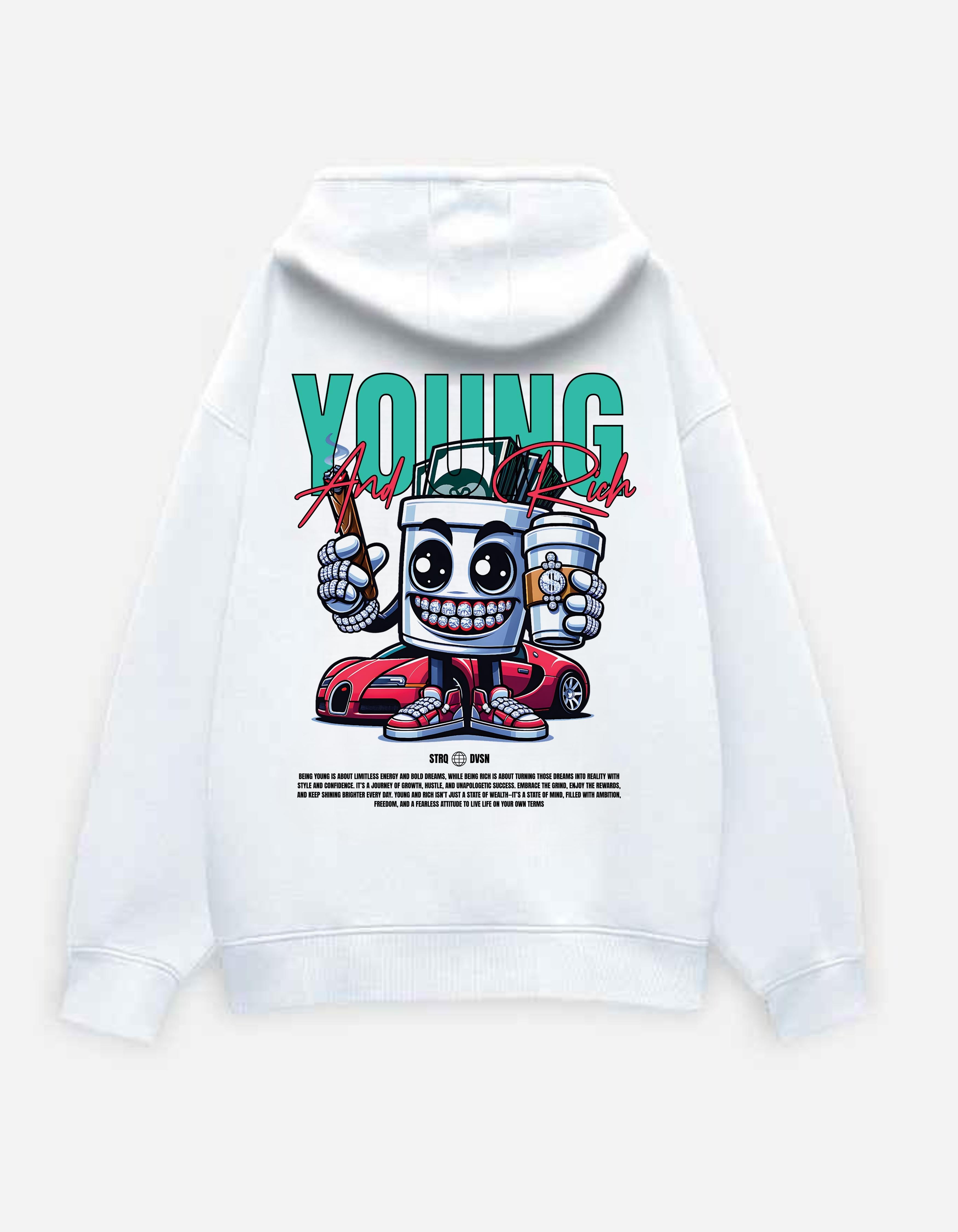 White Young & Rich Printed Oversized Hoodie