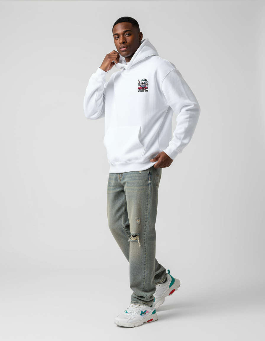 White Young & Rich Printed Oversized Hoodie